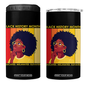 Black History Month Afro Woman 4 in 1 Can Cooler Tumbler Educated Melanated Elevated African American Empowerment TS02 One Size: 16 oz Black Print Your Wear