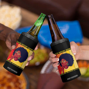 Black History Month Afro Woman 4 in 1 Can Cooler Tumbler Educated Melanated Elevated African American Empowerment TS02 Print Your Wear