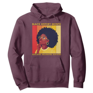 Black History Month Afro Woman Hoodie Educated Melanated Elevated African American Empowerment TS02 Maroon Print Your Wear
