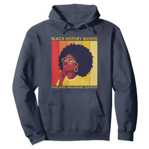 Black History Month Afro Woman Hoodie Educated Melanated Elevated African American Empowerment TS02 Navy Print Your Wear