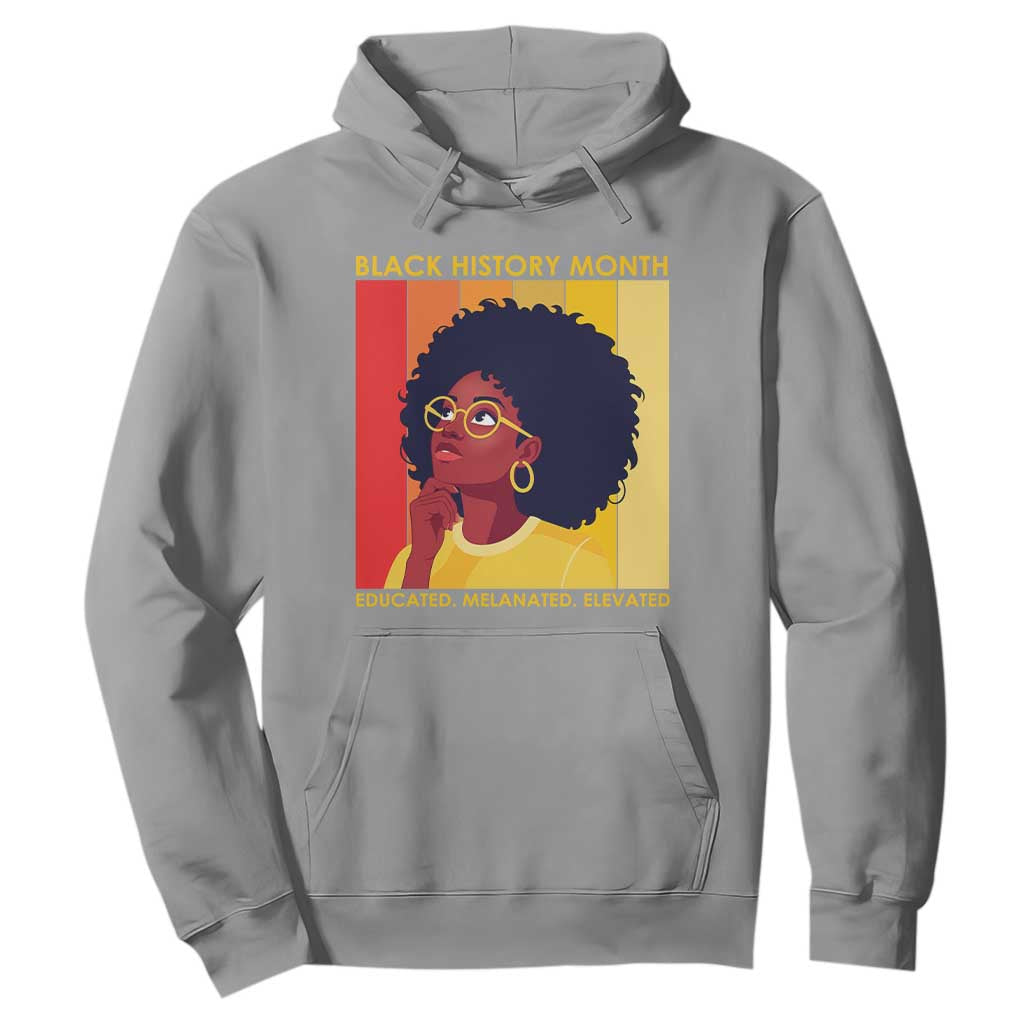 Black History Month Afro Woman Hoodie Educated Melanated Elevated African American Empowerment TS02 Sport Gray Print Your Wear
