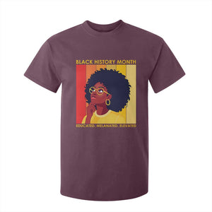 Black History Month Afro Woman T Shirt For Kid Educated Melanated Elevated African American Empowerment TS02 Maroon Print Your Wear