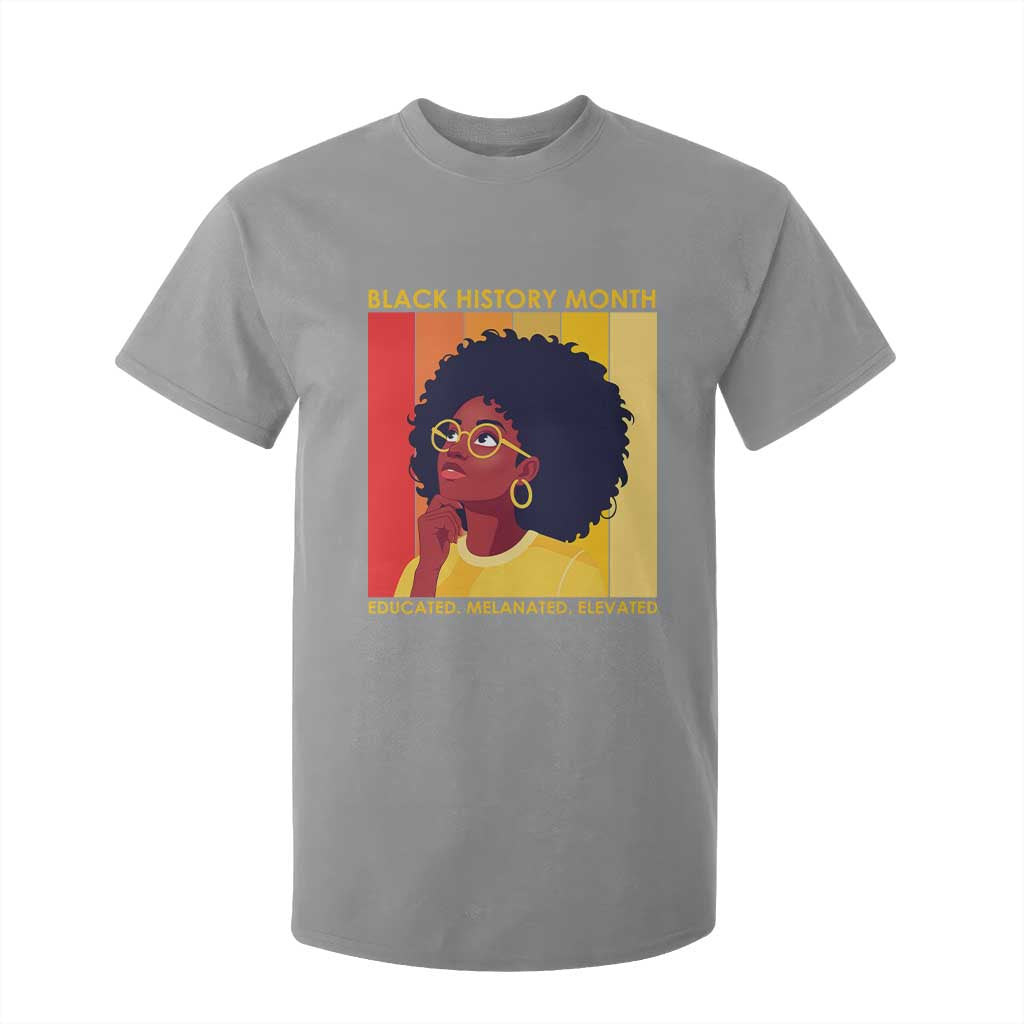 Black History Month Afro Woman T Shirt For Kid Educated Melanated Elevated African American Empowerment TS02 Sport Gray Print Your Wear