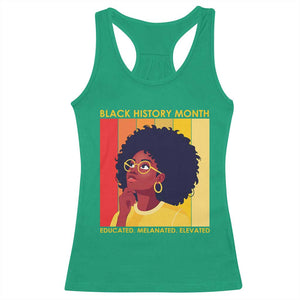 Black History Month Afro Woman Racerback Tank Top Educated Melanated Elevated African American Empowerment TS02 Irish Green Print Your Wear