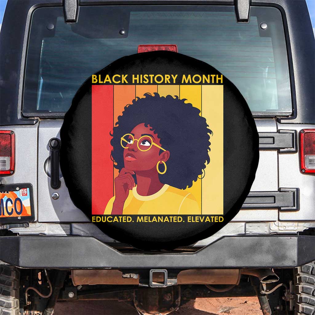 Black History Month Afro Woman Spare Tire Cover Educated Melanated Elevated African American Empowerment TS02 No hole Black Print Your Wear
