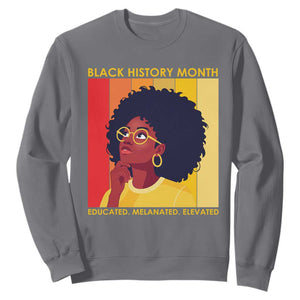 Black History Month Afro Woman Sweatshirt Educated Melanated Elevated African American Empowerment TS02 Charcoal Print Your Wear