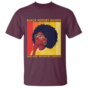 Black History Month Afro Woman T Shirt Educated Melanated Elevated African American Empowerment TS02 Maroon Print Your Wear