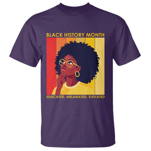 Black History Month Afro Woman T Shirt Educated Melanated Elevated African American Empowerment TS02 Purple Print Your Wear