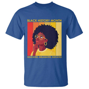 Black History Month Afro Woman T Shirt Educated Melanated Elevated African American Empowerment TS02 Royal Blue Print Your Wear