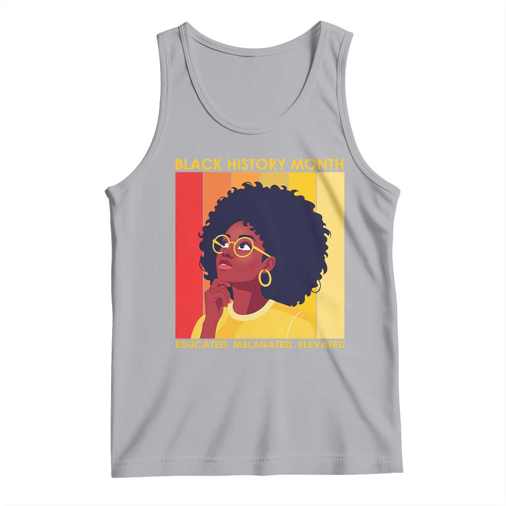 Black History Month Afro Woman Tank Top Educated Melanated Elevated African American Empowerment TS02 Athletic Heather Print Your Wear