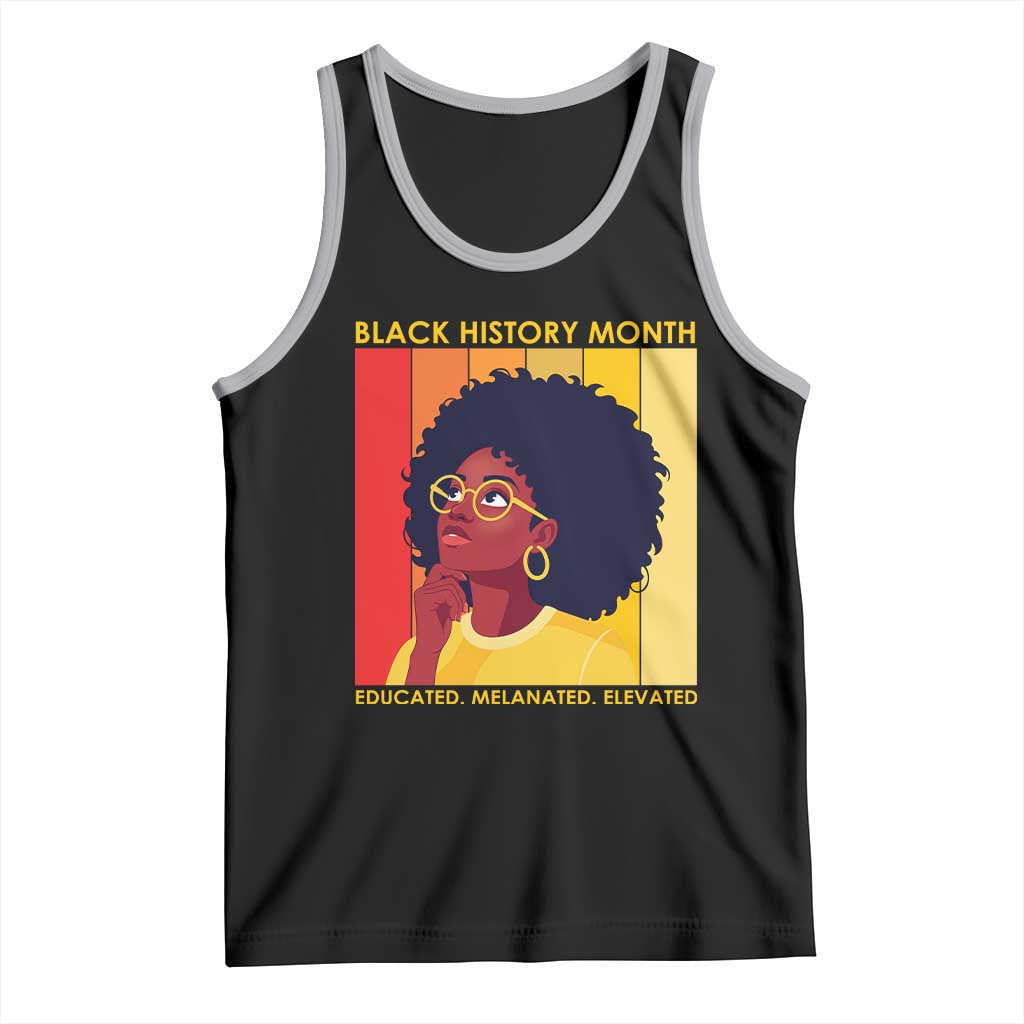 Black History Month Afro Woman Tank Top Educated Melanated Elevated African American Empowerment TS02 Black Athletic Heather Print Your Wear