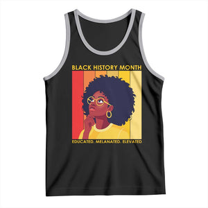 Black History Month Afro Woman Tank Top Educated Melanated Elevated African American Empowerment TS02 Black Athletic Heather Print Your Wear