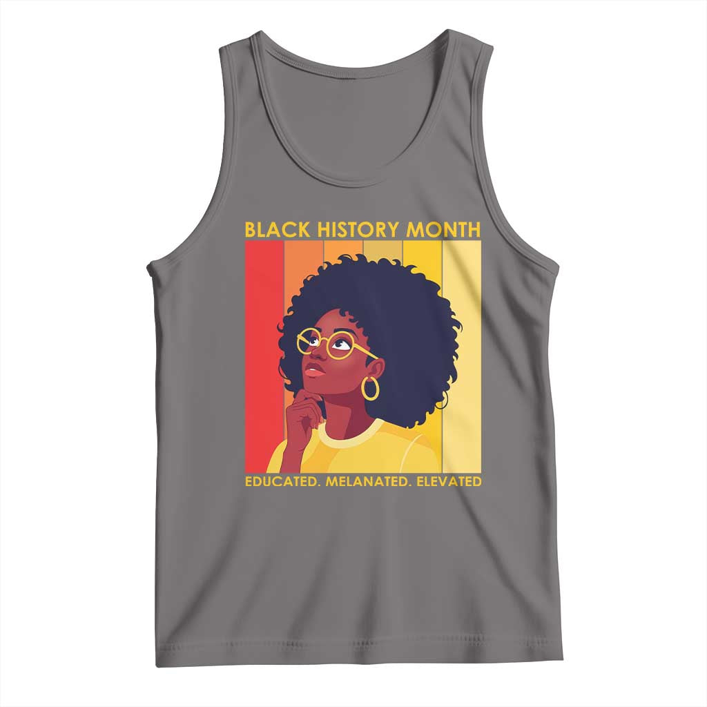 Black History Month Afro Woman Tank Top Educated Melanated Elevated African American Empowerment TS02 Deep Heather Print Your Wear