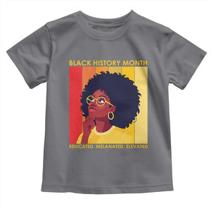 Black History Month Afro Woman Toddler T Shirt Educated Melanated Elevated African American Empowerment TS02 Charcoal Print Your Wear