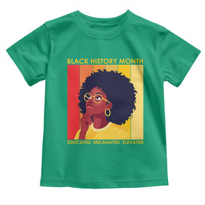 Black History Month Afro Woman Toddler T Shirt Educated Melanated Elevated African American Empowerment TS02 Irish Green Print Your Wear