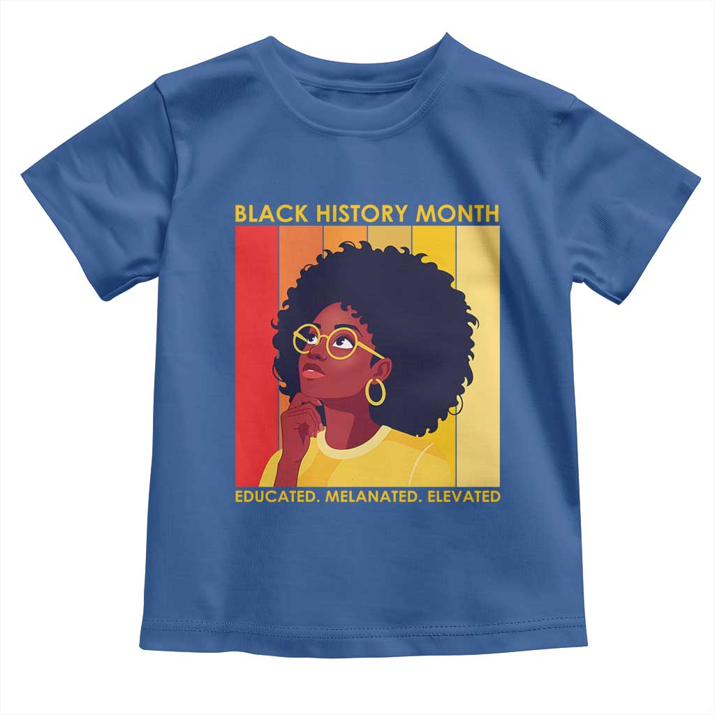 Black History Month Afro Woman Toddler T Shirt Educated Melanated Elevated African American Empowerment TS02 Royal Blue Print Your Wear