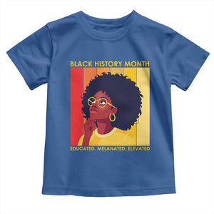 Black History Month Afro Woman Toddler T Shirt Educated Melanated Elevated African American Empowerment TS02 Royal Blue Print Your Wear