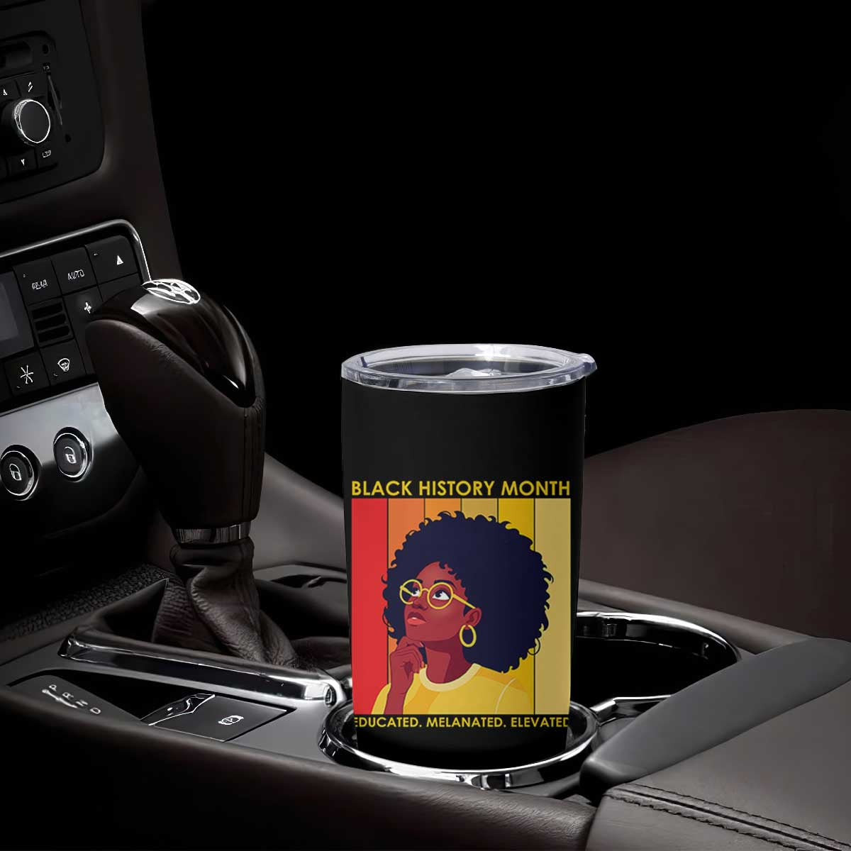 Black History Month Afro Woman Tumbler Cup Educated Melanated Elevated African American Empowerment TS02 Print Your Wear