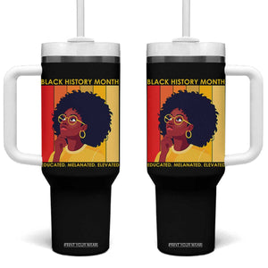 Black History Month Afro Woman Tumbler With Handle Educated Melanated Elevated African American Empowerment TS02 One Size: 40 oz Black Print Your Wear