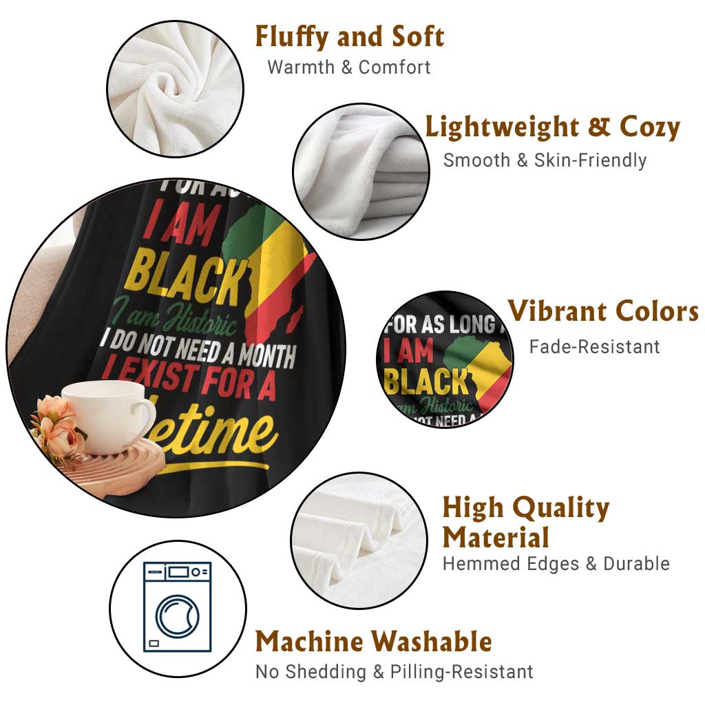 I Am Black History I Exist for a Lifetime Throw Blanket Black Pride African American Empowerment TS02 Print Your Wear