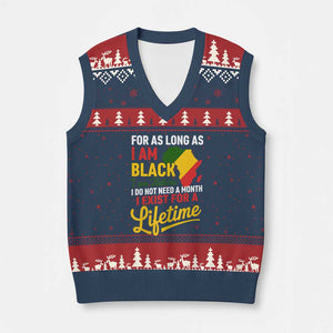 I Am Black History I Exist for a Lifetime V-Neck Knit Sweater Vest Black Pride African American Empowerment TS02 Navy Red Print Your Wear