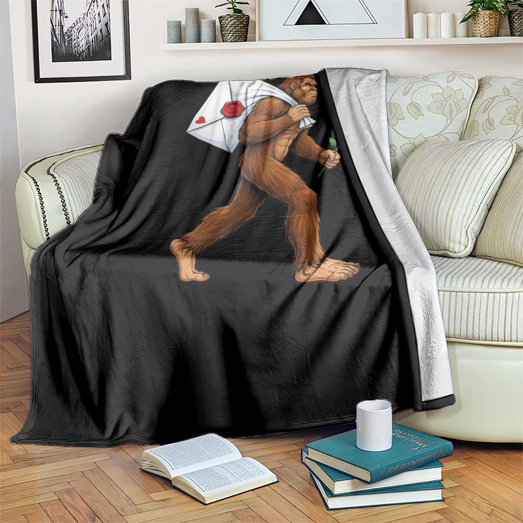 Funny Valentine Bigfoot with Heart Sack Bag Throw Blanket Romantic Sasquatch Love Letter Valentines Day TS02 Print Your Wear