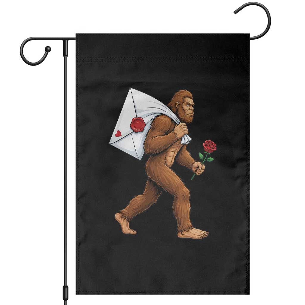 Funny Valentine Bigfoot with Heart Sack Bag Garden Flag Romantic Sasquatch Love Letter Valentines Day TS02 Black Print Your Wear