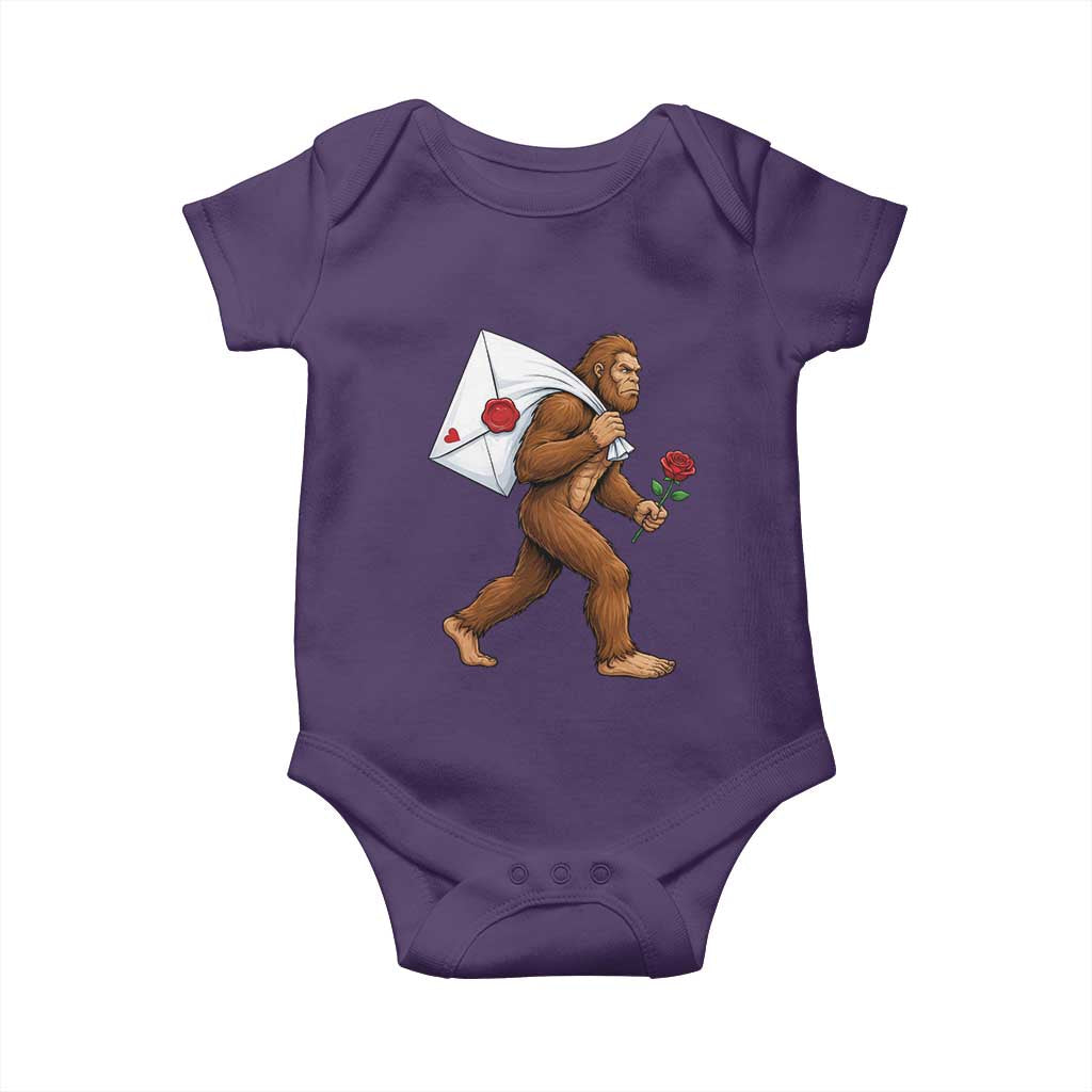 Funny Valentine Bigfoot with Heart Sack Bag Baby Onesie Romantic Sasquatch Love Letter Valentines Day TS02 Purple Print Your Wear