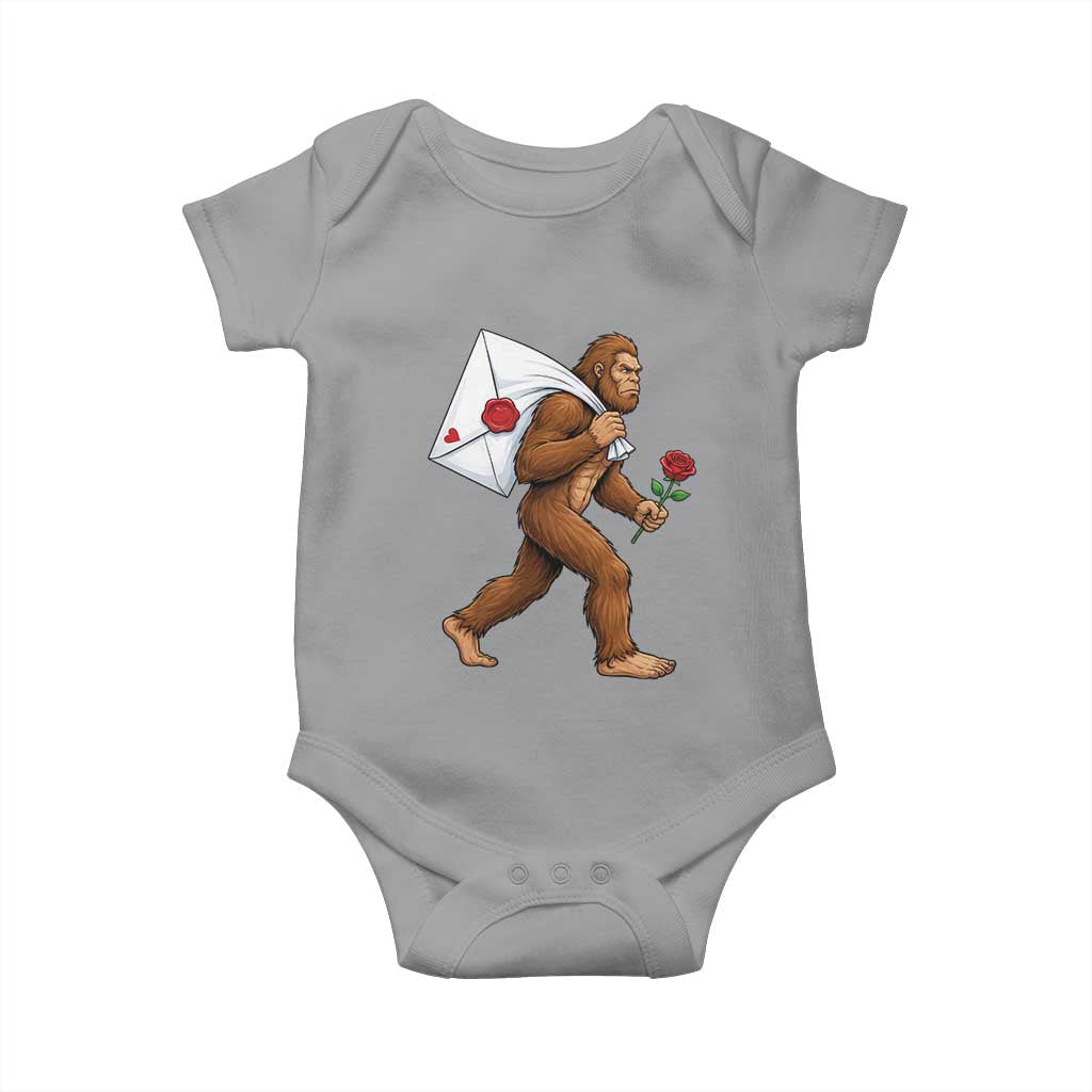 Funny Valentine Bigfoot with Heart Sack Bag Baby Onesie Romantic Sasquatch Love Letter Valentines Day TS02 Sport Gray Print Your Wear