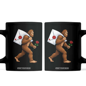 Funny Valentine Bigfoot with Heart Sack Bag Coffee Mug Romantic Sasquatch Love Letter Valentines Day TS02 Black Print Your Wear