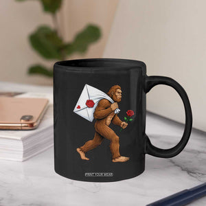 Funny Valentine Bigfoot with Heart Sack Bag Coffee Mug Romantic Sasquatch Love Letter Valentines Day TS02 Print Your Wear