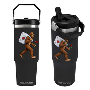 Funny Valentine Bigfoot with Heart Sack Bag Flip Straw Tumbler Romantic Sasquatch Love Letter Valentines Day TS02 One Size: 30 oz Black Print Your Wear
