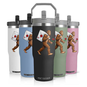Funny Valentine Bigfoot with Heart Sack Bag Flip Straw Tumbler Romantic Sasquatch Love Letter Valentines Day TS02 Print Your Wear