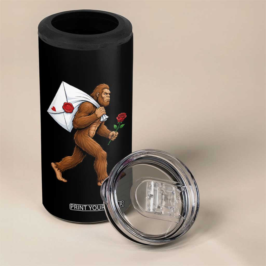 Funny Valentine Bigfoot with Heart Sack Bag 4 in 1 Can Cooler Tumbler Romantic Sasquatch Love Letter Valentines Day TS02 Print Your Wear
