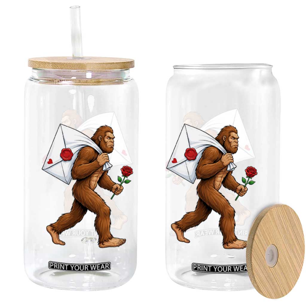 Funny Valentine Bigfoot with Heart Sack Bag Glass Can Romantic Sasquatch Love Letter Valentines Day TS02 Print Your Wear