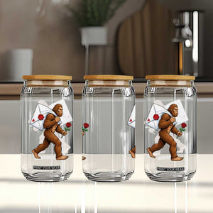 Funny Valentine Bigfoot with Heart Sack Bag Glass Can Romantic Sasquatch Love Letter Valentines Day TS02 Print Your Wear