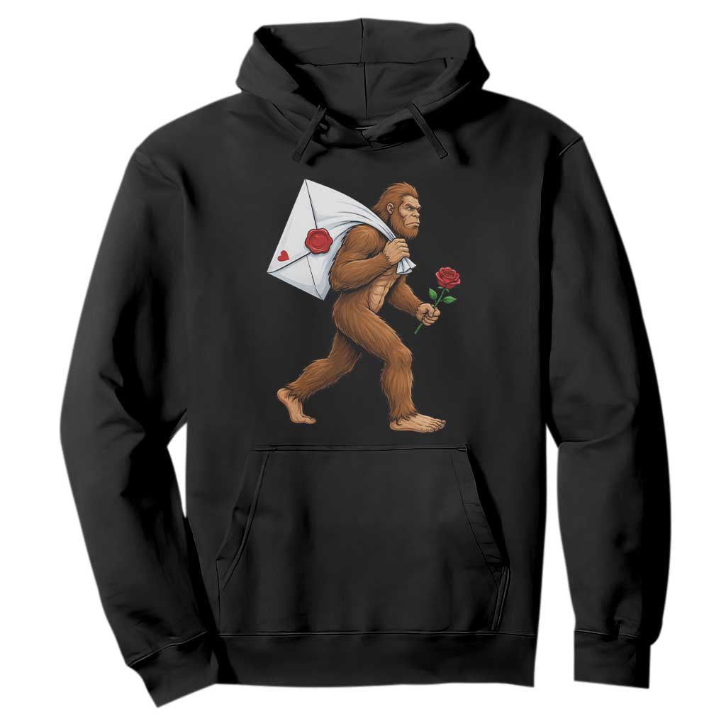 Funny Valentine Bigfoot with Heart Sack Bag Hoodie Romantic Sasquatch Love Letter Valentines Day TS02 Black Print Your Wear