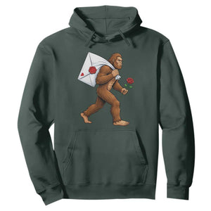 Funny Valentine Bigfoot with Heart Sack Bag Hoodie Romantic Sasquatch Love Letter Valentines Day TS02 Dark Forest Green Print Your Wear