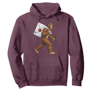 Funny Valentine Bigfoot with Heart Sack Bag Hoodie Romantic Sasquatch Love Letter Valentines Day TS02 Maroon Print Your Wear