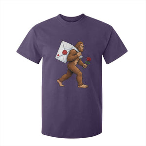 Funny Valentine Bigfoot with Heart Sack Bag T Shirt For Kid Romantic Sasquatch Love Letter Valentines Day TS02 Purple Print Your Wear