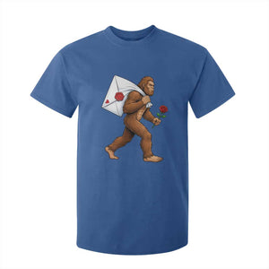 Funny Valentine Bigfoot with Heart Sack Bag T Shirt For Kid Romantic Sasquatch Love Letter Valentines Day TS02 Royal Blue Print Your Wear