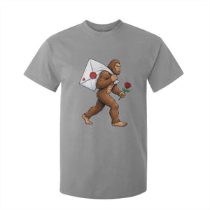Funny Valentine Bigfoot with Heart Sack Bag T Shirt For Kid Romantic Sasquatch Love Letter Valentines Day TS02 Sport Gray Print Your Wear