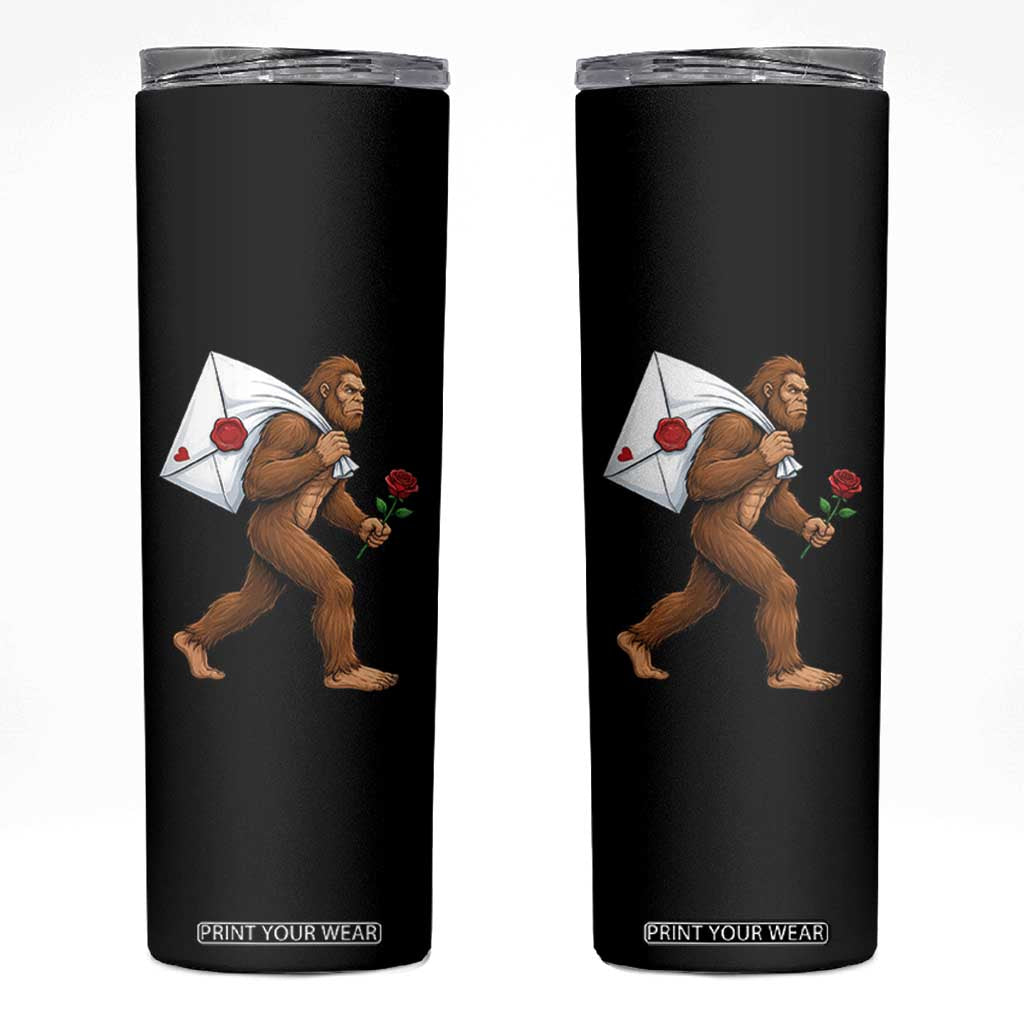 Funny Valentine Bigfoot with Heart Sack Bag Skinny Tumbler Romantic Sasquatch Love Letter Valentines Day TS02 Black Print Your Wear