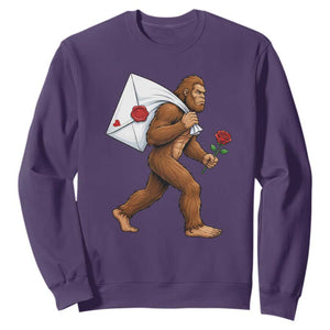 Funny Valentine Bigfoot with Heart Sack Bag Sweatshirt Romantic Sasquatch Love Letter Valentines Day TS02 Purple Print Your Wear