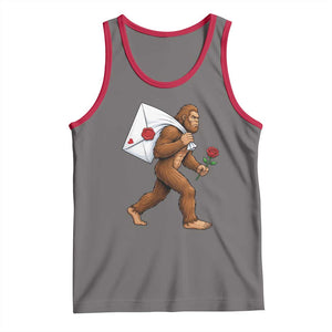 Funny Valentine Bigfoot with Heart Sack Bag Tank Top Romantic Sasquatch Love Letter Valentines Day TS02 Deep Heather Red Print Your Wear