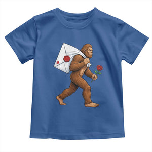 Funny Valentine Bigfoot with Heart Sack Bag Toddler T Shirt Romantic Sasquatch Love Letter Valentines Day TS02 Royal Blue Print Your Wear