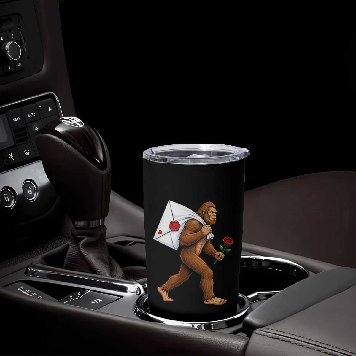 Funny Valentine Bigfoot with Heart Sack Bag Tumbler Cup Romantic Sasquatch Love Letter Valentines Day TS02 Print Your Wear