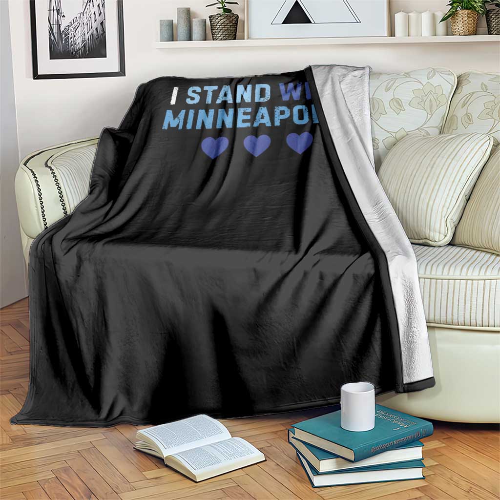 I Stand With Minneapolis Throw Blanket Blue Heart Solidarity Support Minnesota Strong TS02 Print Your Wear