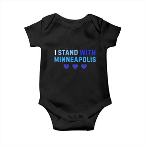 I Stand With Minneapolis Baby Onesie Blue Heart Solidarity Support Minnesota Strong TS02 Black Print Your Wear