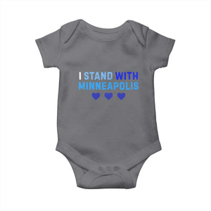 I Stand With Minneapolis Baby Onesie Blue Heart Solidarity Support Minnesota Strong TS02 Charcoal Print Your Wear